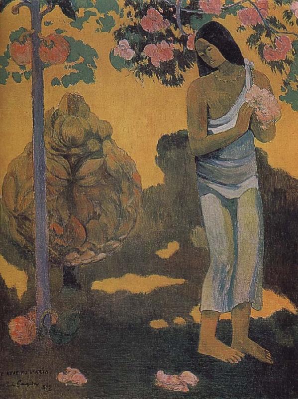 Paul Gauguin Woman holding flowers Sweden oil painting art